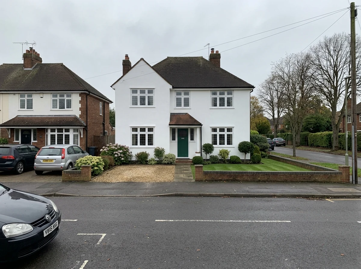 Exterior wall painting on a Leicester property by Leicester Decorators