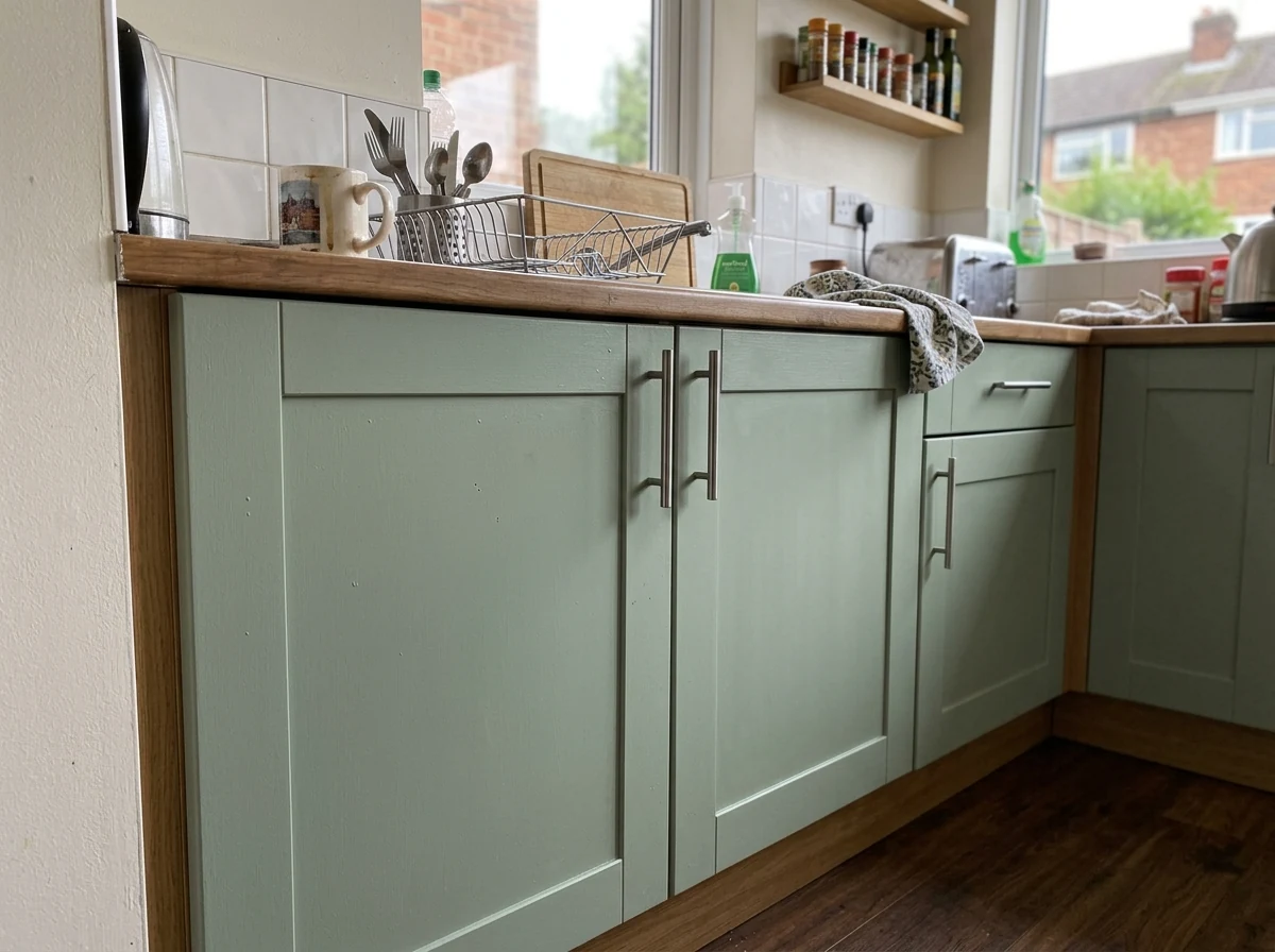 Kitchen cabinet spray painting project in Leicester by Leicester Decorators